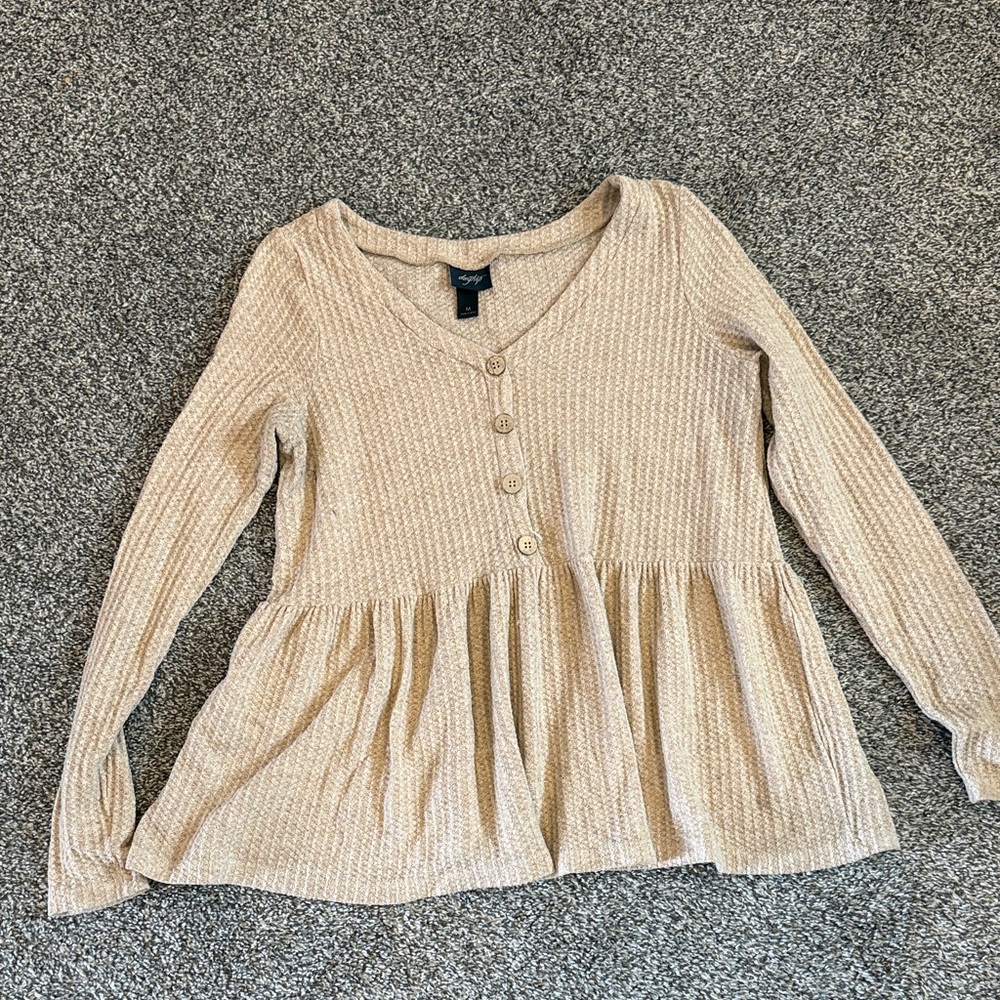 Daytrip Tan Peplum Sweater